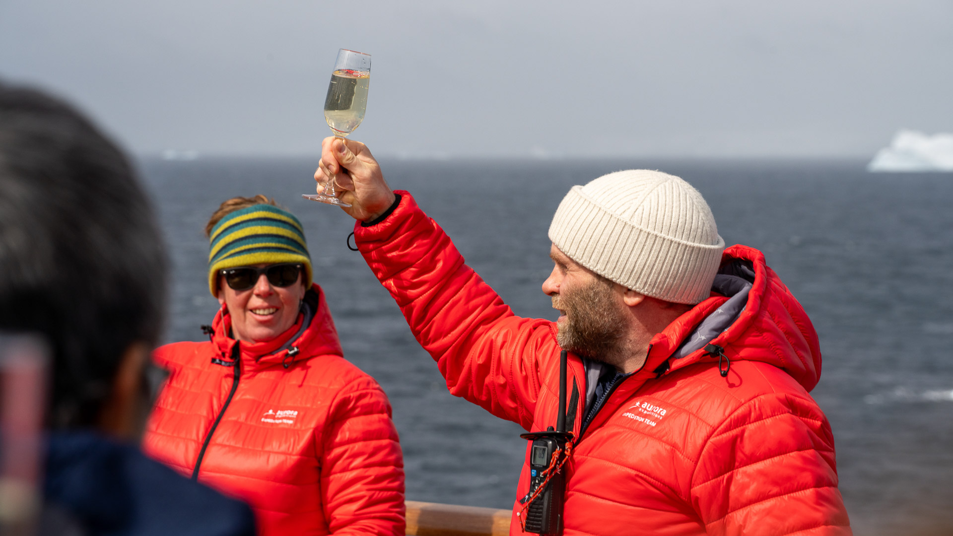 Celebrating Crossing the Antarctica Circle, Jamie Lafferty Celebrating Crossing the Antarctica Circle, Jamie Lafferty