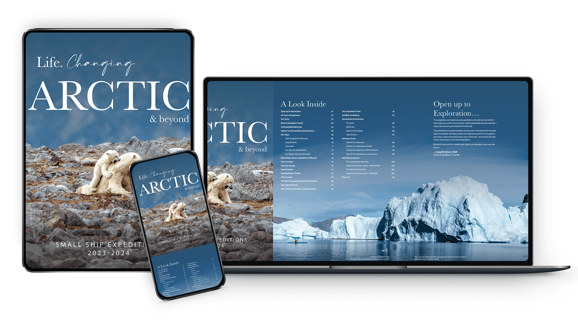 Top 10 New Arctic Global Voyages To Inspire Your Future Planning   Arctic Beyond 2023 24 Brochure Devices Graphic 